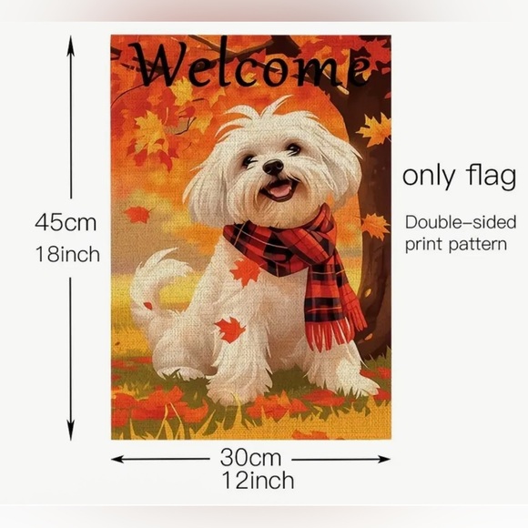 NEW Autumn Maltese Garden Flag - Picture 2 of 3